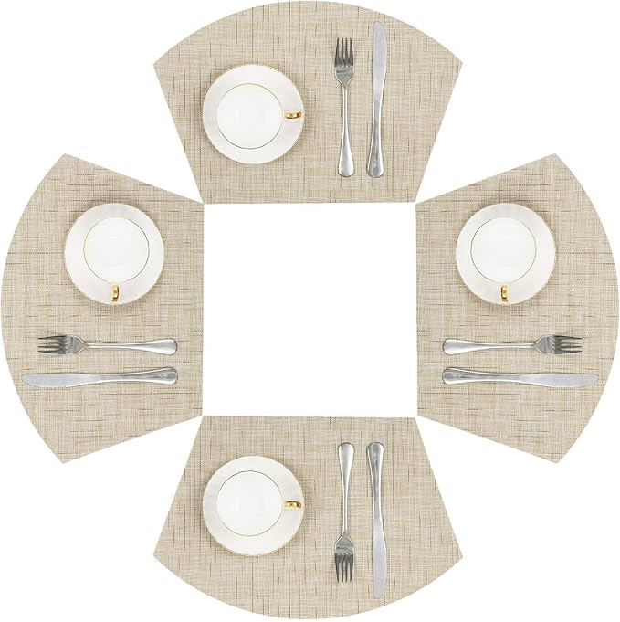 SHACOS Round Table Placemats Wedge Shaped Placemat Set of 4 Non Slip Heat by SHACOS