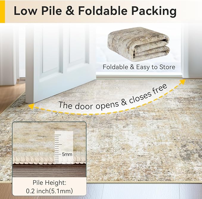 RELEANY Washable Area Rugs 4ft Non-Slip Modern Abstract Soft - Image 4