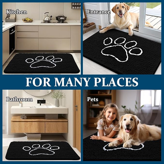 OLANLY Dog Door Mat for Muddy Paws 70x32, Paw Print Design, Absorbs Moisture - Image 8
