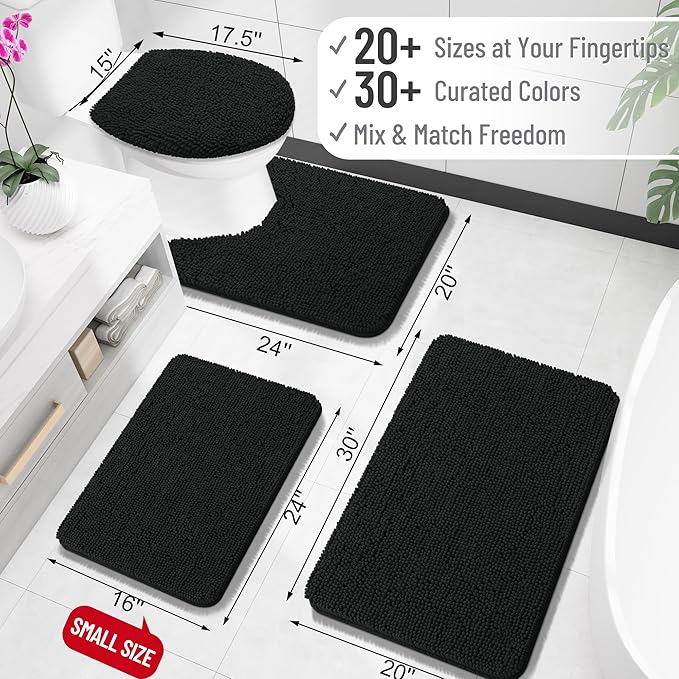 OLANLY Bathroom Rugs 34x21, Extra Soft Absorbent Chenille Bath Rugs, Rubber - Image 2