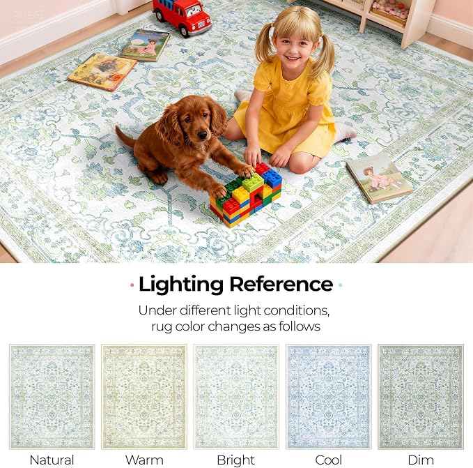 CAPALOCA Machine Washable Rugs Nursery Rug 7x9 Cute Girl Non Slip Low Pile - Image 8