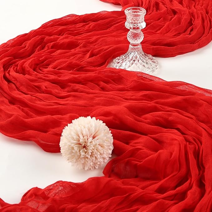 12 Pack 10Ft Red Cheesecloth Table Runner 23 x 120 Inch | Gauze Rustic Boho - Image 3