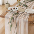 3Pcs Light Beige Cheesecloth Table Runner 120 Inches by KEKETOARRANGE