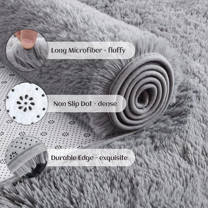 YJ.GWL Area Rugs for Living Room Bedroom, 3x5 Machine Washable Small Grey - Image 4