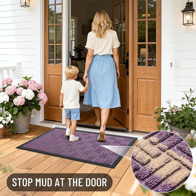 OLANLY Front Door Mat Outside Entrance 33x21, Heavy Duty Sturdy Natural Rubber - Image 6