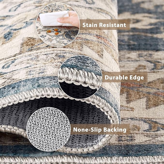 Vintage Hallway Runner Rug 3x10: Large Soft Washable Entryway - Image 6