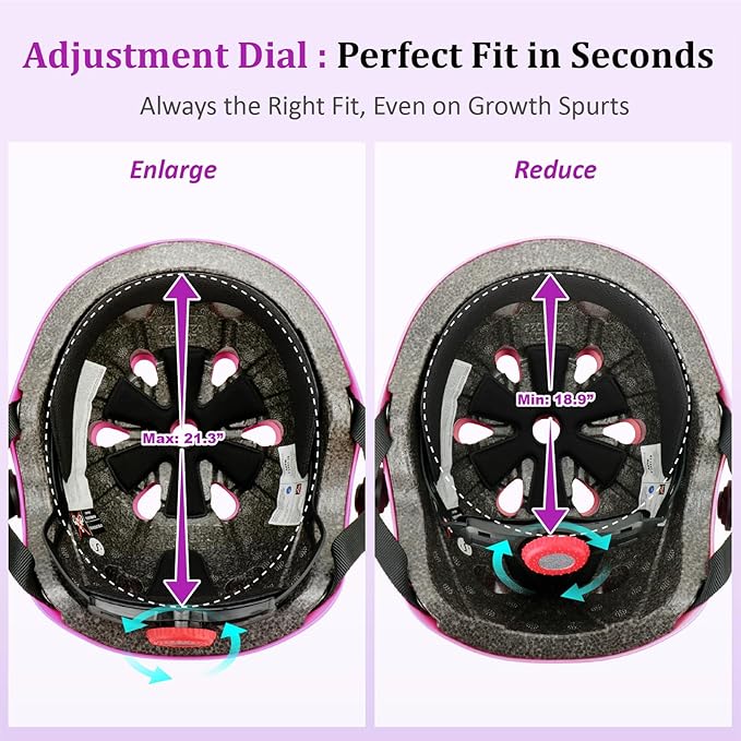 KAMUGO Kids Adjustable Helmet, with Sports Protective Gear Set Knee Elbow Wrist Pads for Toddler Age 2-8 Boys Girls, Bike Skateboard Hoverboard Scooter Rollerblading Helmet Set