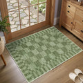 GarveeHome Moss Green Checkered Rug 2x3 Washable Rug Non-Slip by GarveeHome