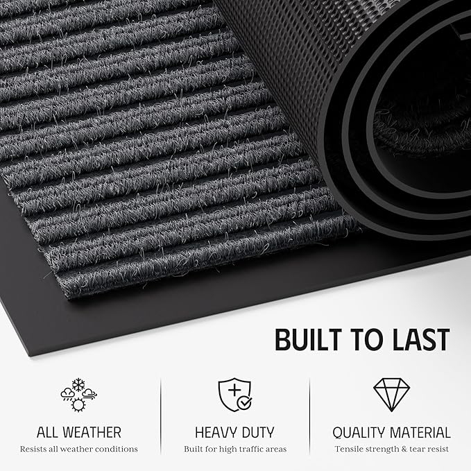 Front Door Mat, Non-Slip Welcome Mat, Absorbent & Dirt Resistant, Low Profile - Image 3