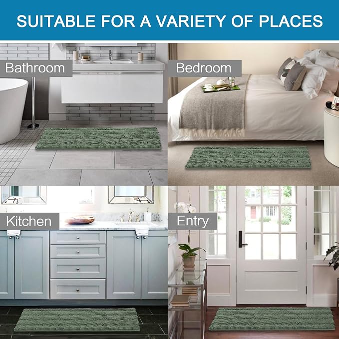 H.VERSAILTEX 2 Piece Bathroom Rugs Bath Mats Sets Super Absorbent Chenille - Image 6