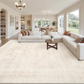 10x14 Area Rugs for Living Room: Vintage Boho Neutral Washable Rug Indoor Soft by Luxturiy