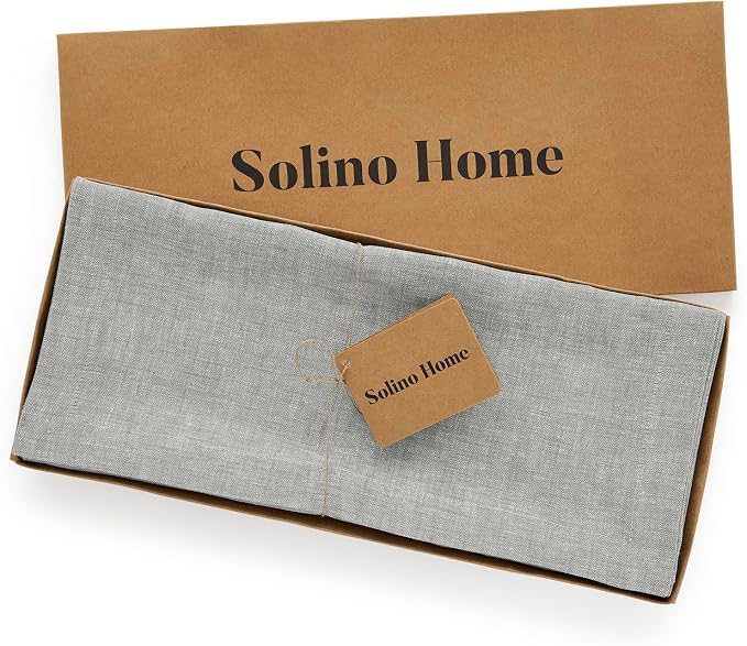 Solino Home 100% Pure Linen Table Runner Chambray Grey, Athena 14 x 90 in | - Image 5