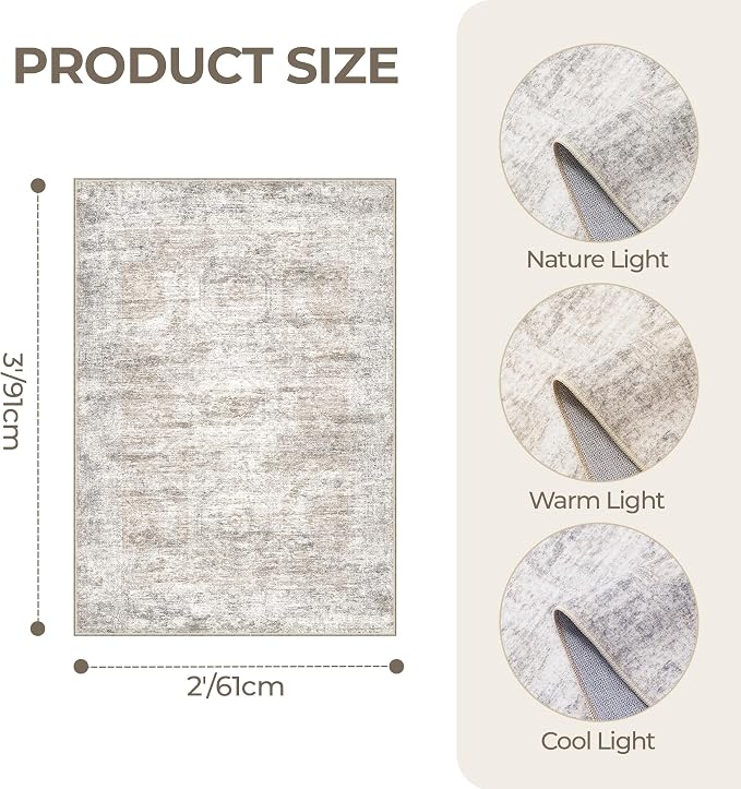 2x3 Washable Rug Runner for Bathroom, Soft Entryway Rug for Laundry Room - Image 2
