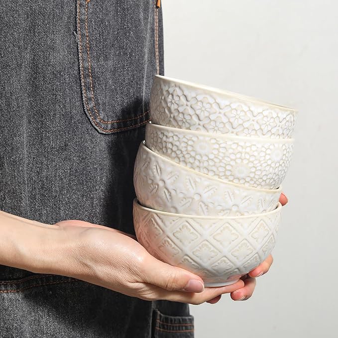 26 OZ Cereal Bowls Set of 4, Ceramic Soup Bowl - Image 4