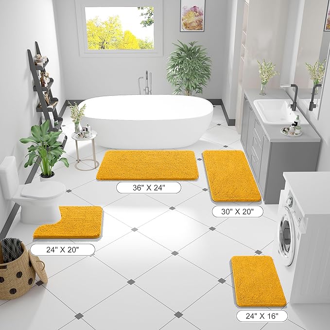 OLANLY Small Bathroom Rugs 24x16, Soft Absorbent Chenille Bath Rugs, Rubber - Image 2
