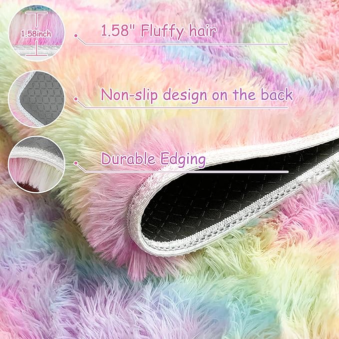 Rainbow Rugs 5x8 Ft Fluffy Plush Area Rugs - Image 5