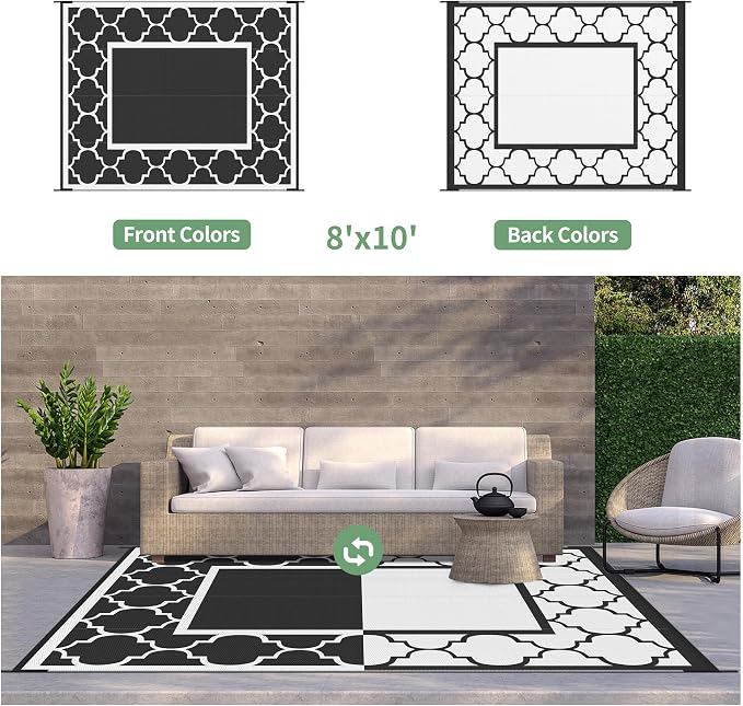 GENIMO 8 ' x 10 ' Outdoor Rug for Patio Clearance, Waterproof Indoor Outdoor - Image 4