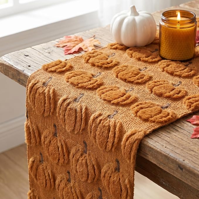 Artoid Mode Caramel Soft Faux Fur Fall Table Runner 13x60 Inch | Seasonal - Image 5