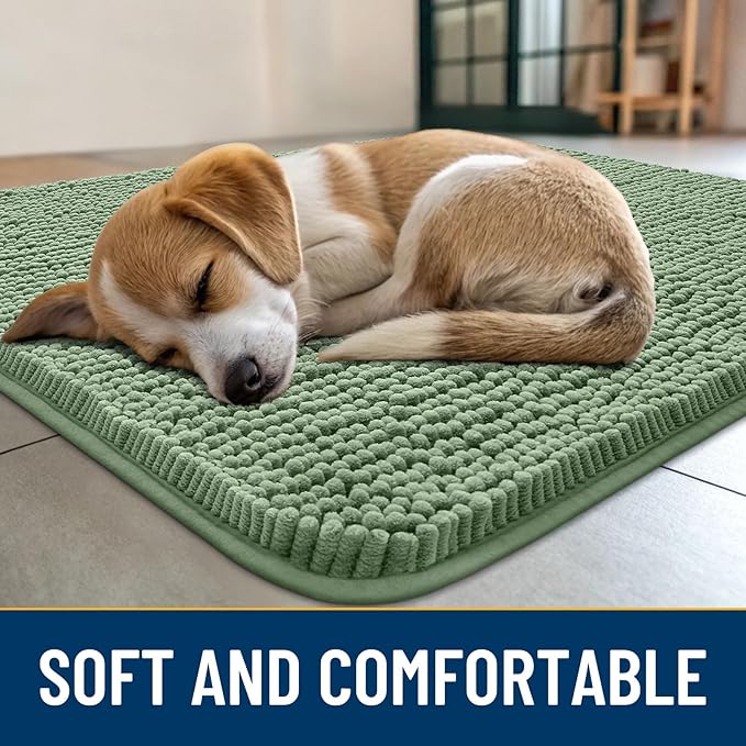 Smiry Dog Door Mat for Muddy Paws 47x32, Absorbent Dirt Trapper, Non-Slip - Image 2