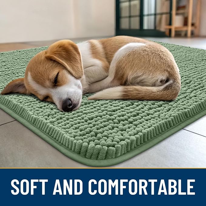 Smiry Dog Door Mat for Muddy Paws 59x35, Absorbent Dirt Trapper, Non-Slip - Image 2