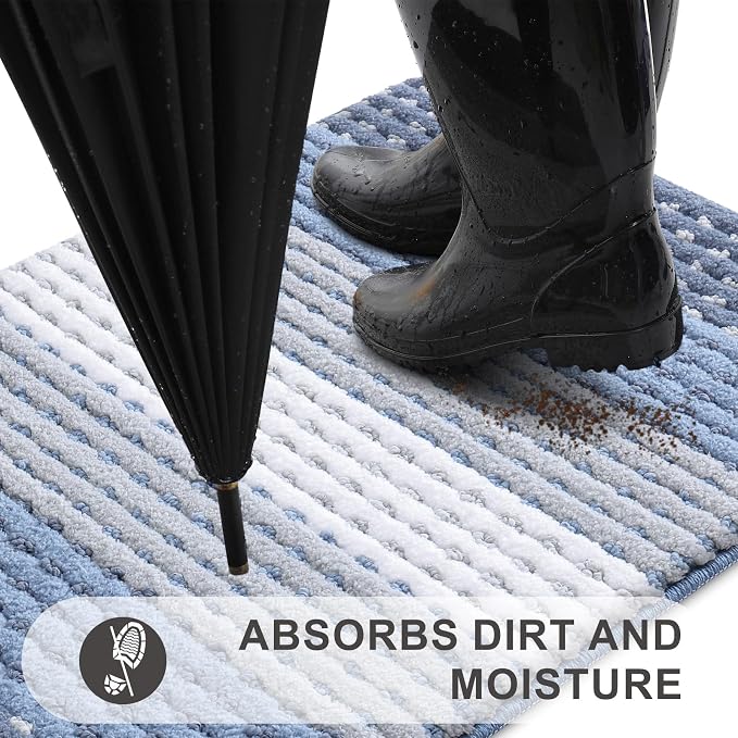 Kitinjoy Indoor Outdoor Door Mat, 47x20 Non-Slip Absorbent Dirt Trapper - Image 2