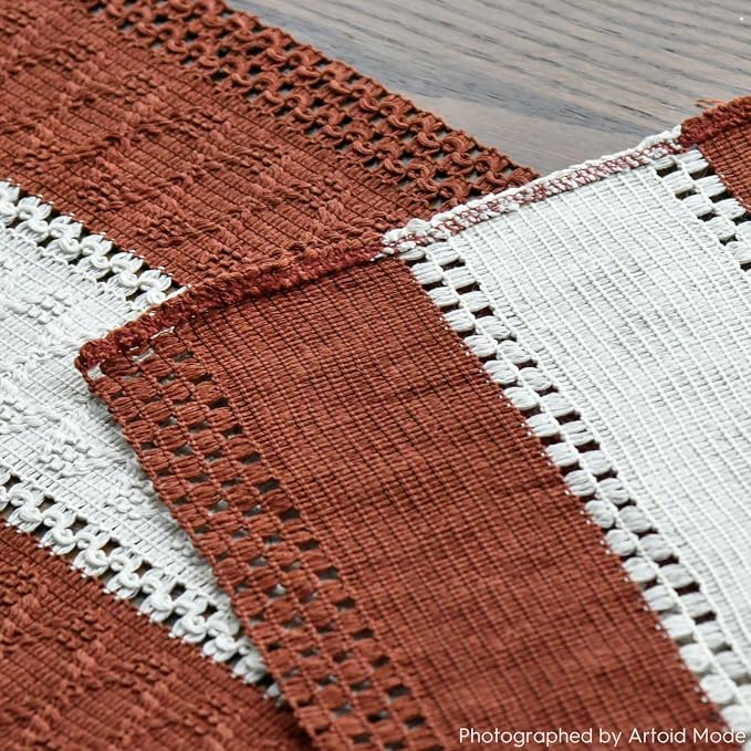 Artoid Mode Caramel Farmhouse Woven Table Runner 12x36 Inch | Holiday Rustic - Image 5