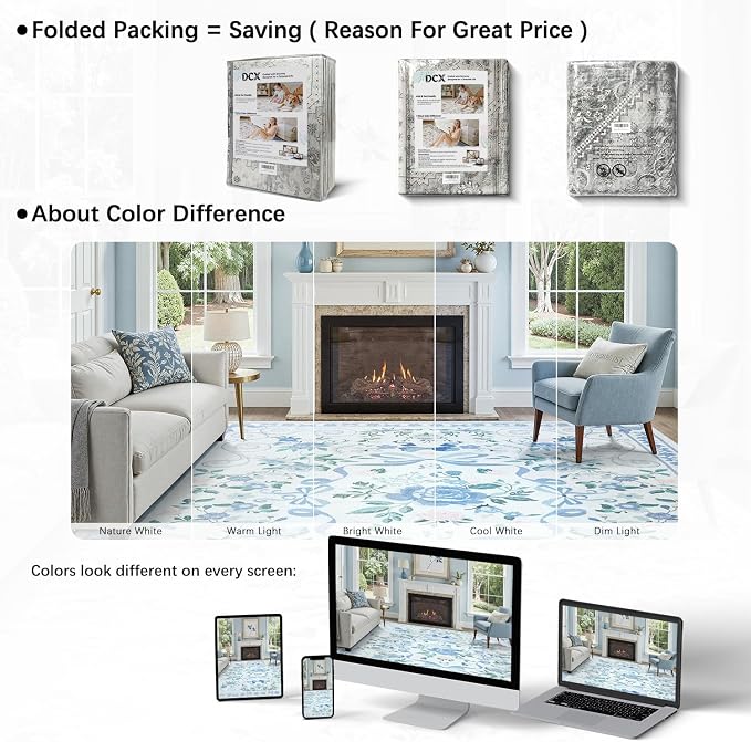 DCX Washable 9x12 Bow Rug, Cute Soft Low Pile Indoor Décor Carpet, Kid & Pet - Image 7