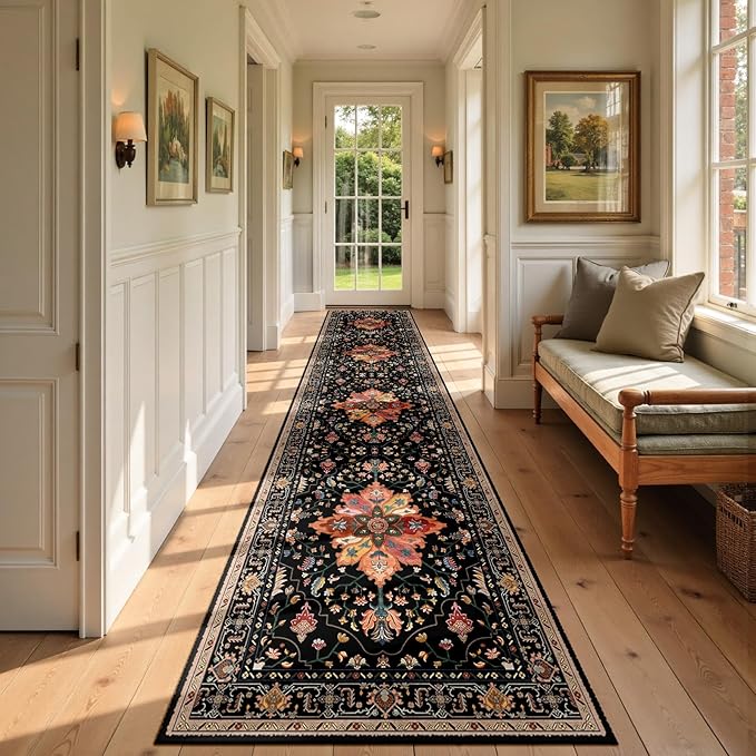 RELEANY Area Rugs Runner 2'x9' Washable Non-Slip, Floral Vintage Distress - Image 3