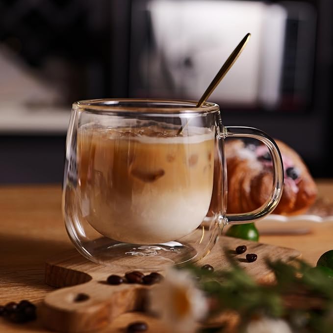 CNGLASS 16oz Double Walled Glass Coffee Mugs, Large Clear Coffee Cups - Image 8