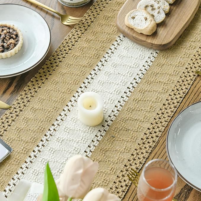 Artoid Mode Burlap Brown Farmhouse Woven Table Runner 12x48 Inch | Seasonal - Image 4