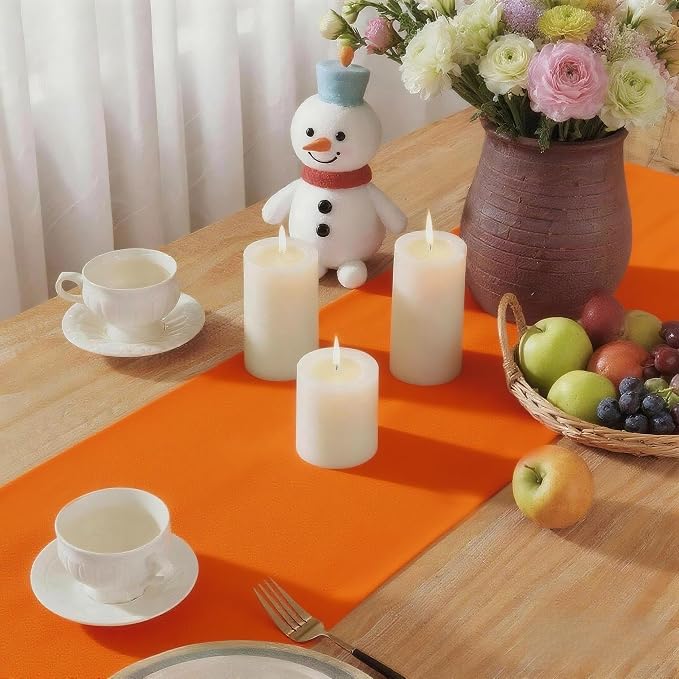 Orange Table Runner, Waterproof Washable Runners 48 Inches Long | Reusable - Image 6