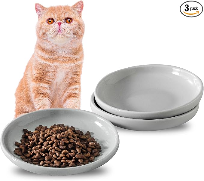 3 PCS Ceramic Cat Bowls, 5.5 in Pet Food Bowl Cat Dishes by Howise