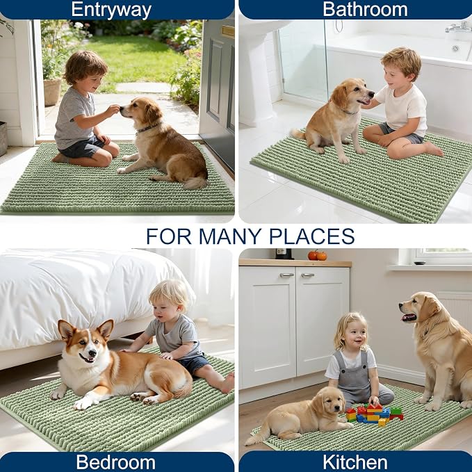 OLANLY Dog Door Mat for Muddy Paws 36x24, Ultra Absorbent Chenille Mud Doormat - Image 8