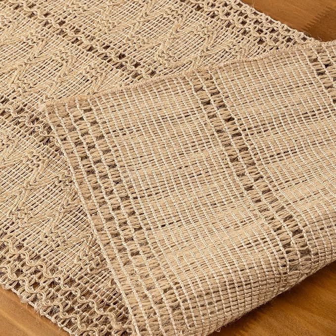 Burlap Boho Table Runner Farmhouse Jute Bamboo Table Runner 12x48 Inch | Small - Image 5