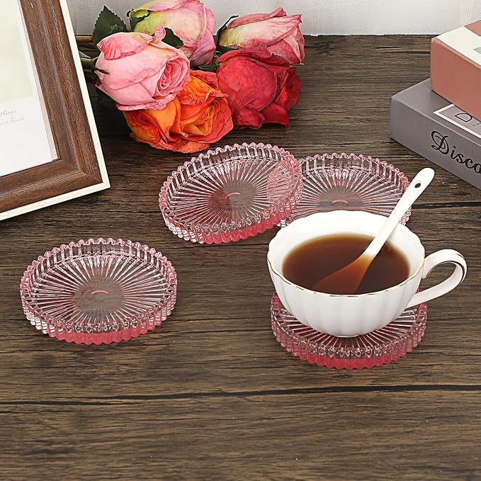 JUXYES Set of 5 Heat-Resistant Clear Glass Coaster - Image 5