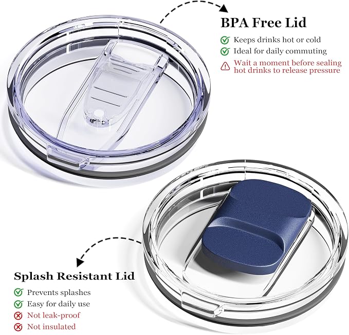12oz Insulated Coffee Mug with Lid – Includes Two Lids, Stainless Steel Coffee - Image 3