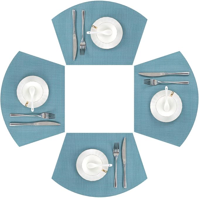 SHACOS Round Table Placemats Set of 4 Small Wedge Placemat Wipe Clean Heat by SHACOS
