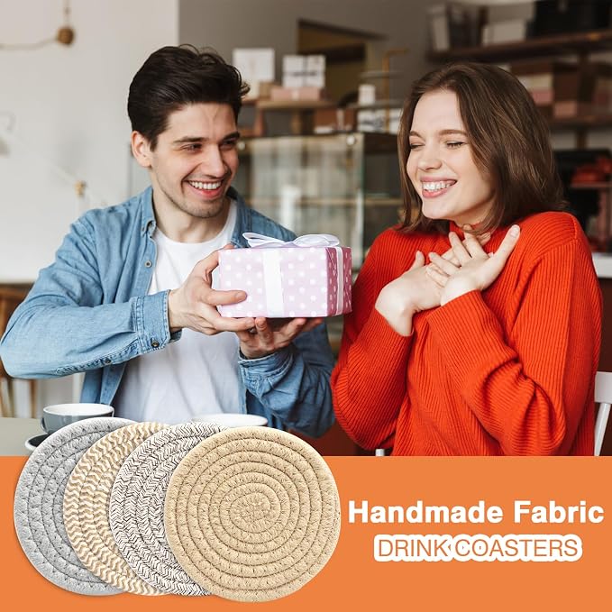 4.8" Boho Woven Drink Coasters Set of 2 - Image 7