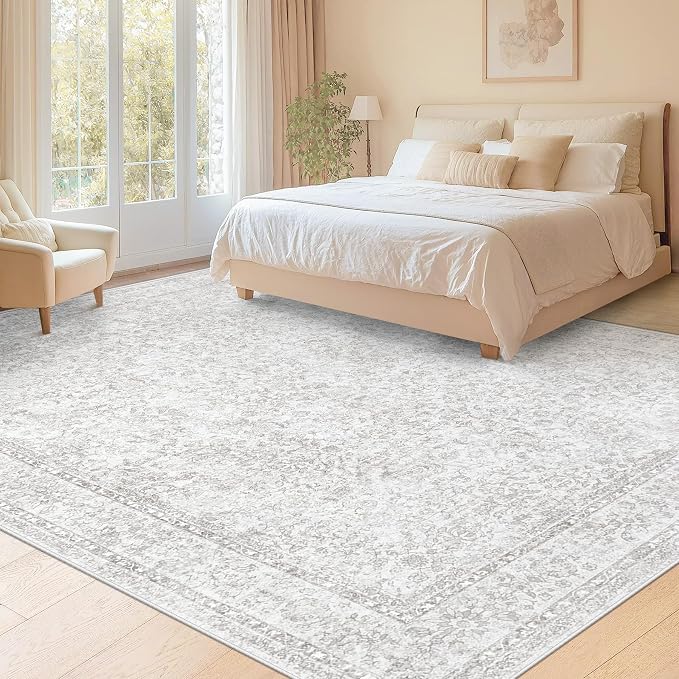 9x12 Area Rugs for Living Room: Washable Large Vintage Floral Rug Low Pile - Image 4