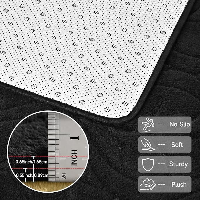 4x6 Black Washable Area Rug for Bedroom, Leaf Geometric Patter Shag Non-Slip - Image 6
