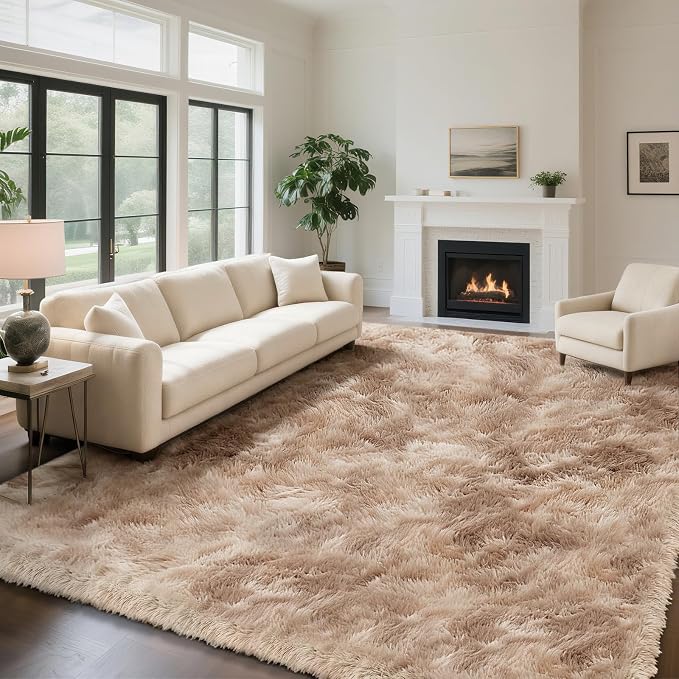 yongyangjuxin Fluffy Rug Shag Area Rug, Mottling Beige 10x14 Area Rugs by Yongyangjuxi