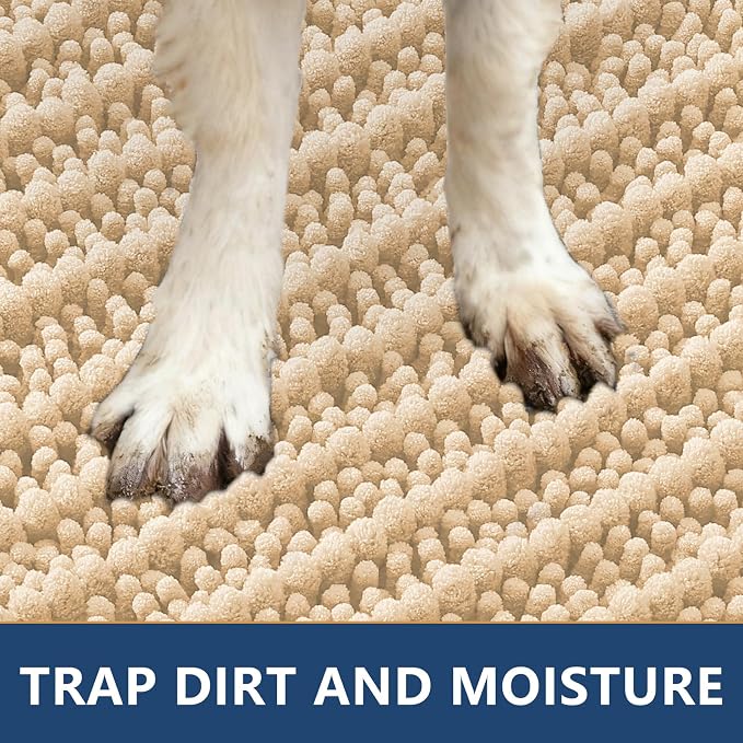 Smiry Dog Door Mat for Muddy Paws 40x24, Absorbent Dirt Trapper, Non-Slip - Image 4