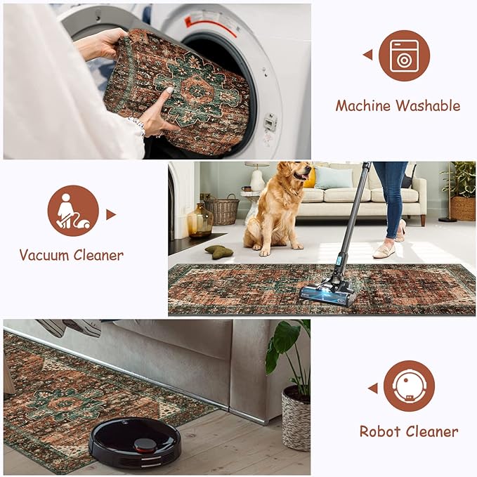 Moynesa Washable Vintage Bathroom Rug, Small Area Rug 2x3 Entryway Rug Indoor - Image 3