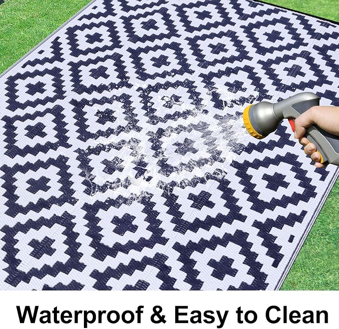 Smiry Waterproof Outdoor Rug 5x8 ft, Reversible Plastic Straw Patio Camping Rugs - Image 2