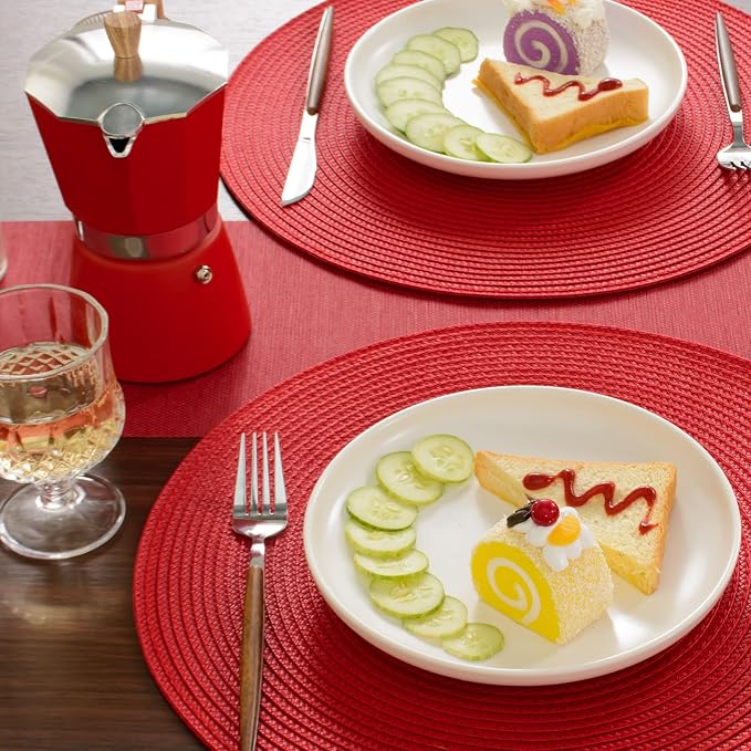 FunWheat Round Braided Placemats Set of 4 Table Mats - Image 7