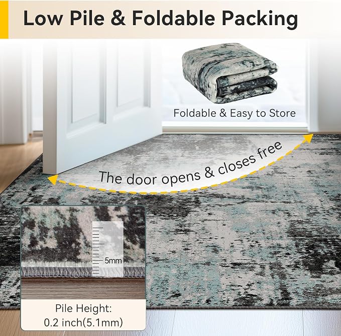RELEANY Washable Area Rugs 4'x6' Non-Slip Modern Abstract Soft - Image 5