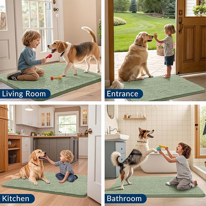 Smiry Dog Door Mat for Muddy Paws 59x35, Absorbent Dirt Trapper, Non-Slip - Image 7