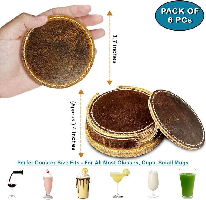 Rustic Town Leather Coasters for Drinks - Image 3