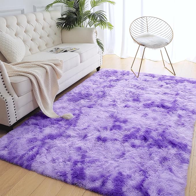 AROGAN Soft Rainbow Area Rugs for Girls Room 4x6 Feet, Fluffy Girls Bedroom Rugs - Image 2