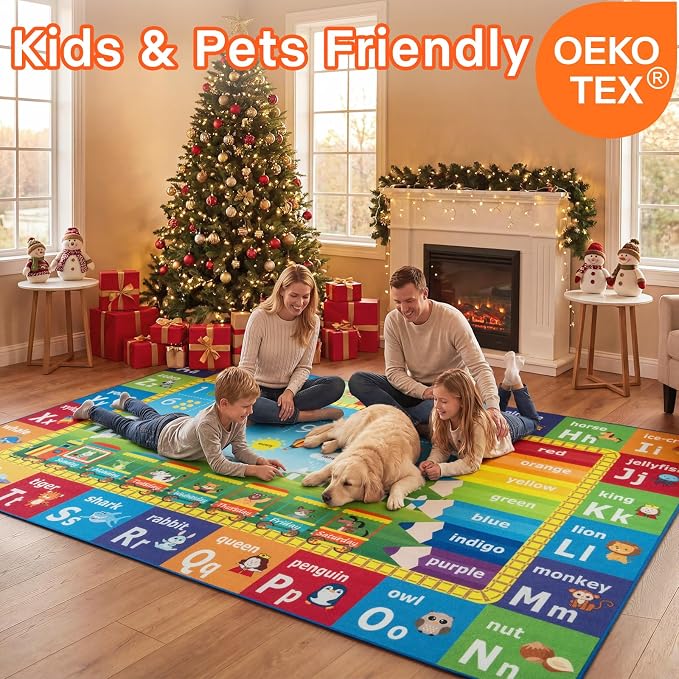 Unirea 4x6 Kids Rug for Playroom Bedroom Living Room, Washable Educational Play - Image 3